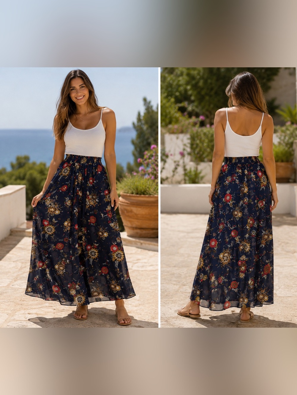 Women’s Floral Chiffon Maxi Summer Skirt